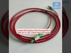 シンプルMMステンレス鋼装甲パッチケーブル 2mFC APC 3.0mm レッドLSZHジャケット