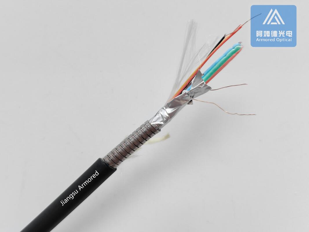 Hybrid Cable Fiber And Power Cable 4 Cores Fiber and 7 pcs Copper Cable Black TPU